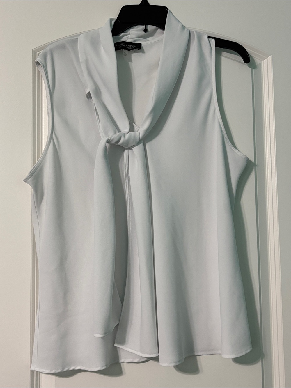 Black Label Sleeveless Tie-Neck Camisole in White